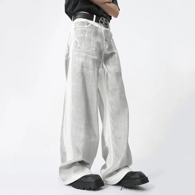 IEFB Summer Mens Jeans High Street Trendy Unique n Feeling Hand Painted Dirty Denim Pants Trendy Trousers 9C5898 240821