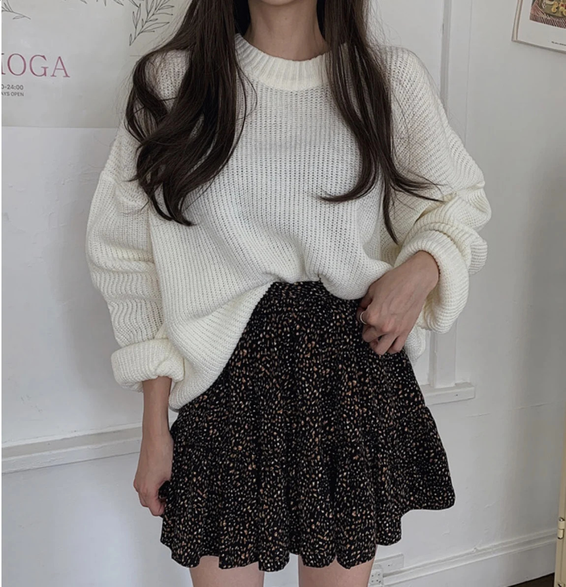 REALEFT Autumn Winter Oversized Womens Sweater Korean Elegant Solid Knitted Sweater Warm Female Pullovers Jumper 240820