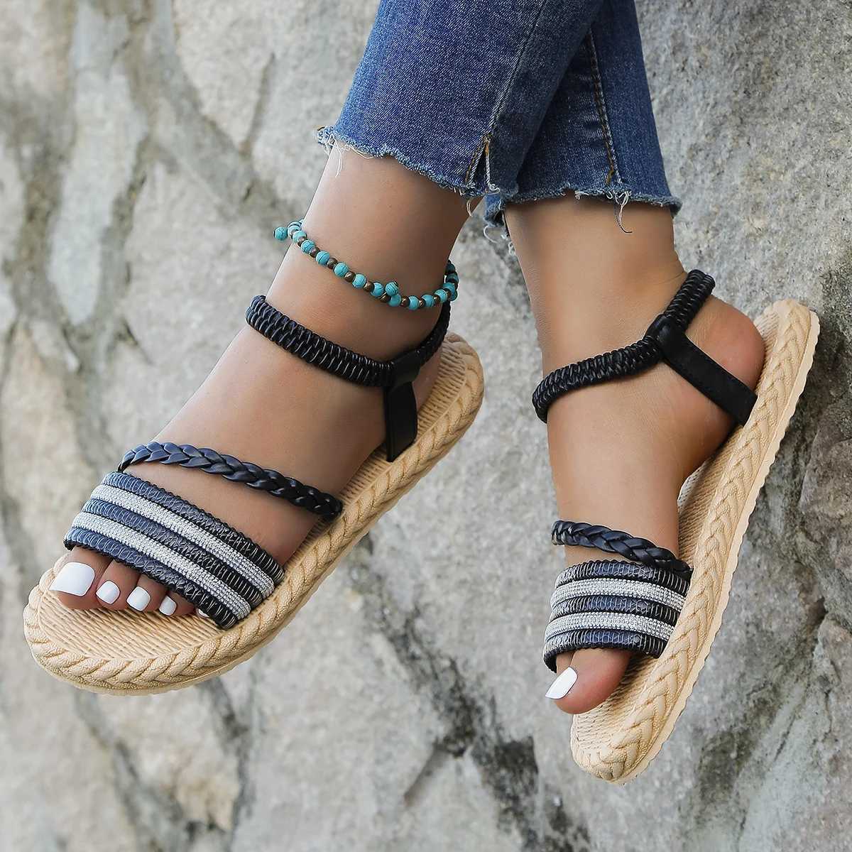 Womens fashion trend non-slip wear comfortable soft soled flat sandals CL240806