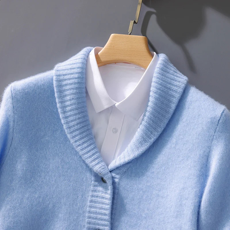 100% Merino Wool Mens Coat Green Fruit Collar Color blocked Loose cardigan Autumn/Winter Knitted Shirt Mens Clothing Warm 240821