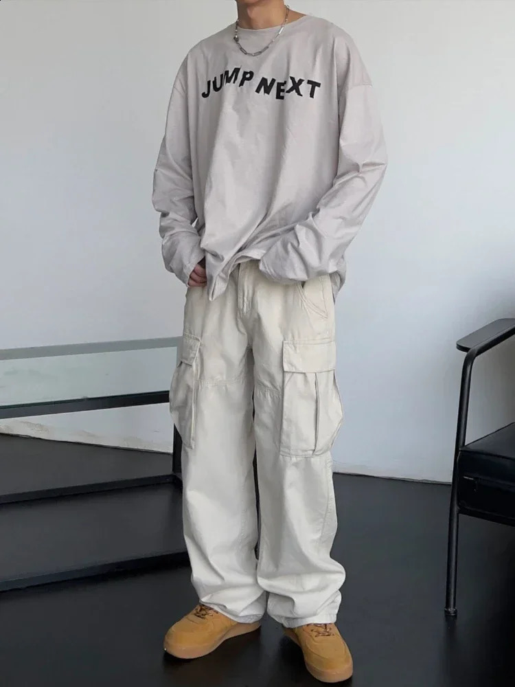 Trousers Mens Summer Straight White Wide Goods Loose Spandex Cotton Street Retro Fashion Y2k High Quality 240821
