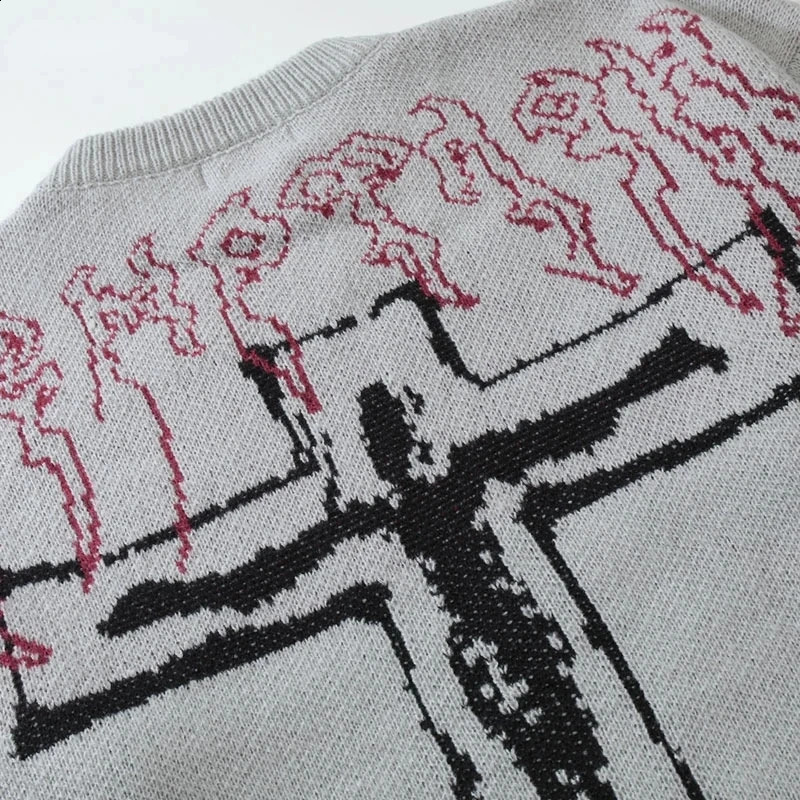 Y2K Grunge Vintage Sweaters Streetwear Hip Hop Ripped Hole Knitted Cross Punk Gothic Jumpers Fashion Harajuku Knit Pullover 240821