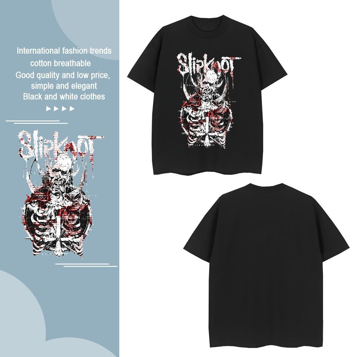 Designer Fashion skull Men Clothes T-Shirt 230g 100% Cotton Men T Shirts Black White Street Crew Neck Loose Fit Clothings