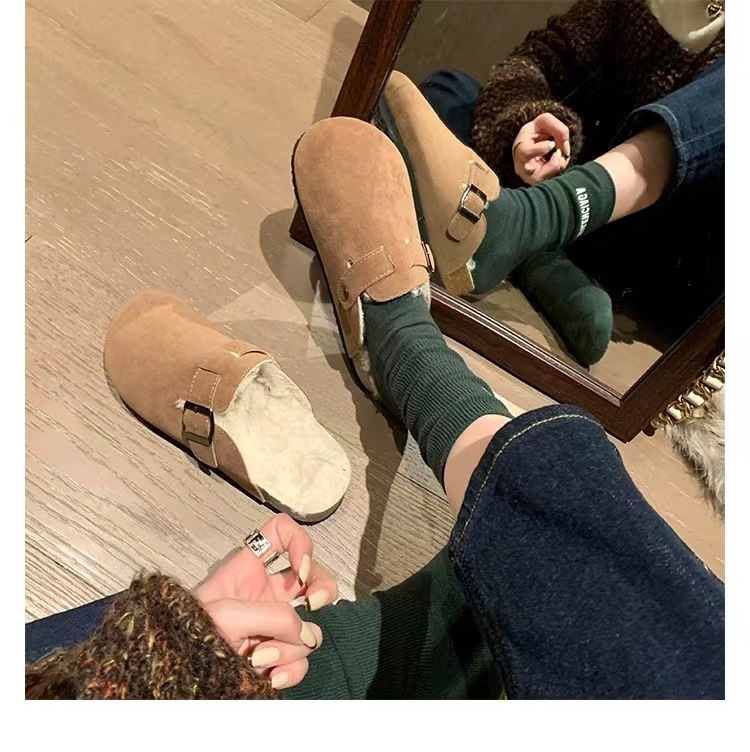 Ddmysports Grape Mama S Same Winter Plush Insulation Thick Soled Leather Big Toe Single Shoe Fur Boken Shoes For Women OUTDOOR