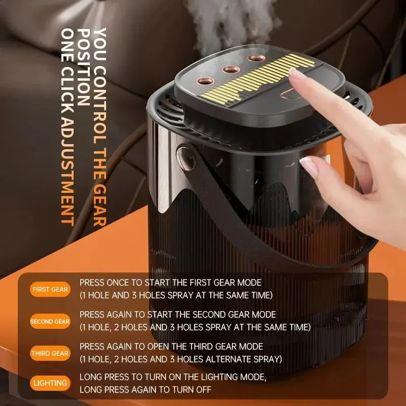 3L air humidifier 2400mah charging USB three nozzle aromatic essential oil diffuser 240820