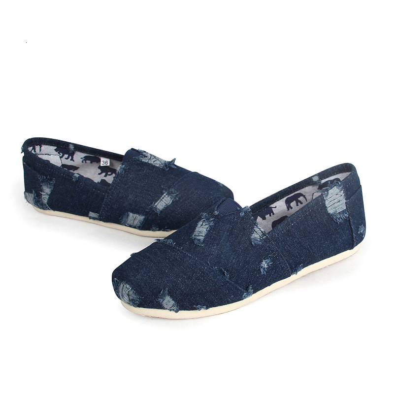 Ddmysports Denim Shoes Tom Thomas Denim Washed Cloth Flat For Couples Lazy Men S And Women Casual With Set Feet OUTDOOR