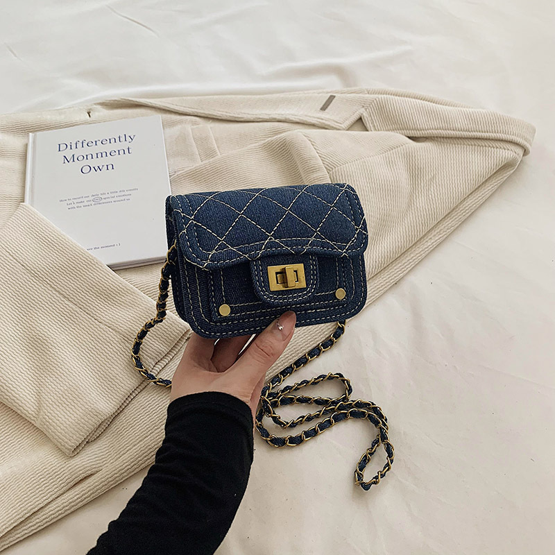 Stylish trendy children's chain shoulder new personalized diamond grid small fragrant style crossbody bag, versatile men's and women's 