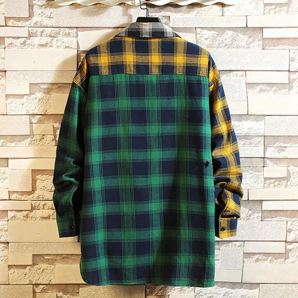 Mens spring shirt color lock plain weave single breasted long sleeved collar button down streetwear open top shirt jacket spring and summer 240821