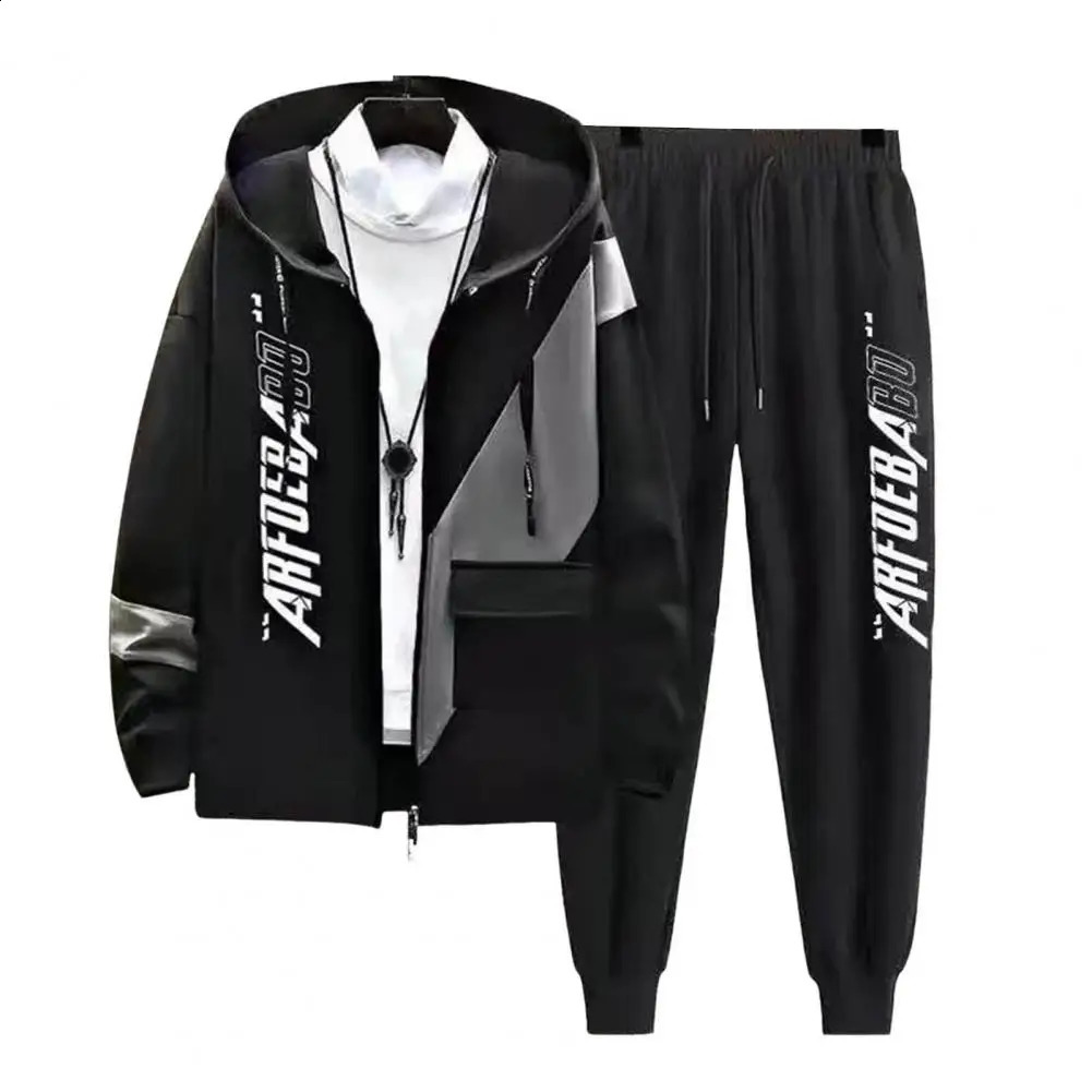 2-piece/set jacket pants set simple ankle length mens track suit autumn letter printing loose track suit streetwear 240827
