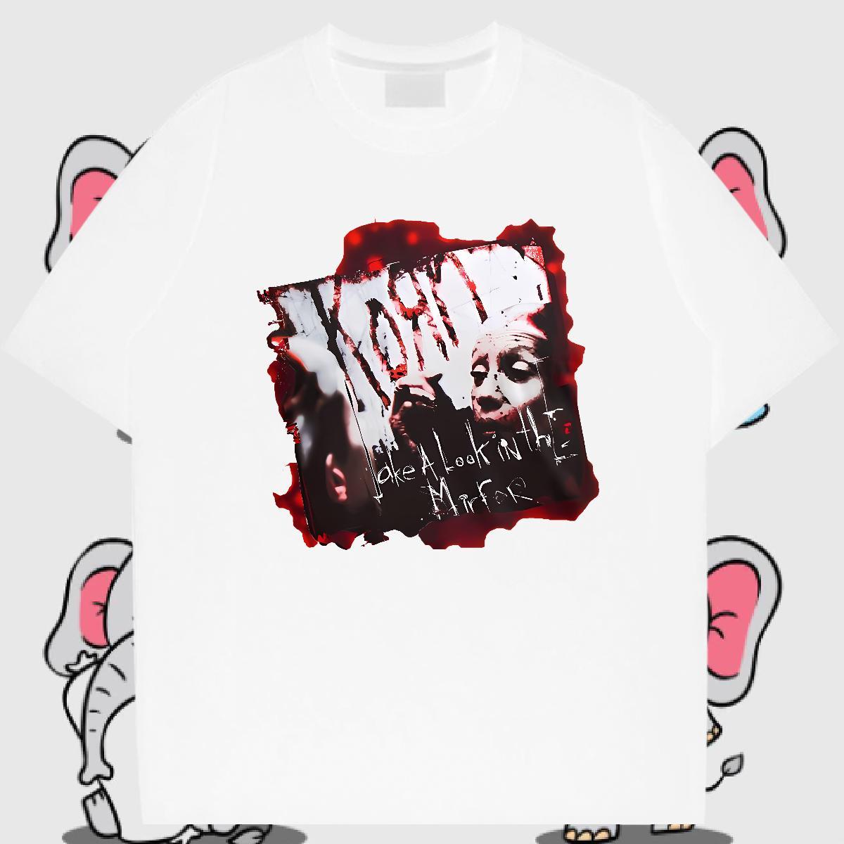 2024 Summer scary Men Tshirts 230g 100% Cotton T Shirts Men Custom Big Size Anime Printing Street Breathable Designer Tops Shirt