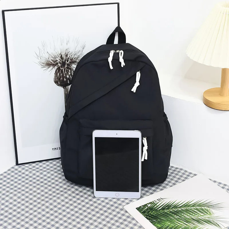4piece set of large capacity nylon solid color backpacks handbags and pencil cases for casual fashionable school 240820