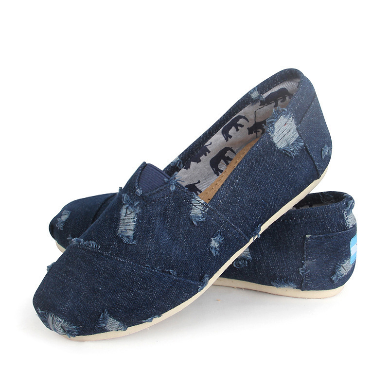 Ddmysports Denim Shoes Tom Thomas Denim Washed Cloth Flat For Couples Lazy Men S And Women Casual With Set Feet OUTDOOR