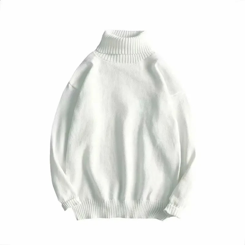 Korean Style Polo/turtle Neck Sweater Men Fit Color Hong Kong Versatile Slims Smooths Silhouette Sleeve Jacket Thickened Knit 240821