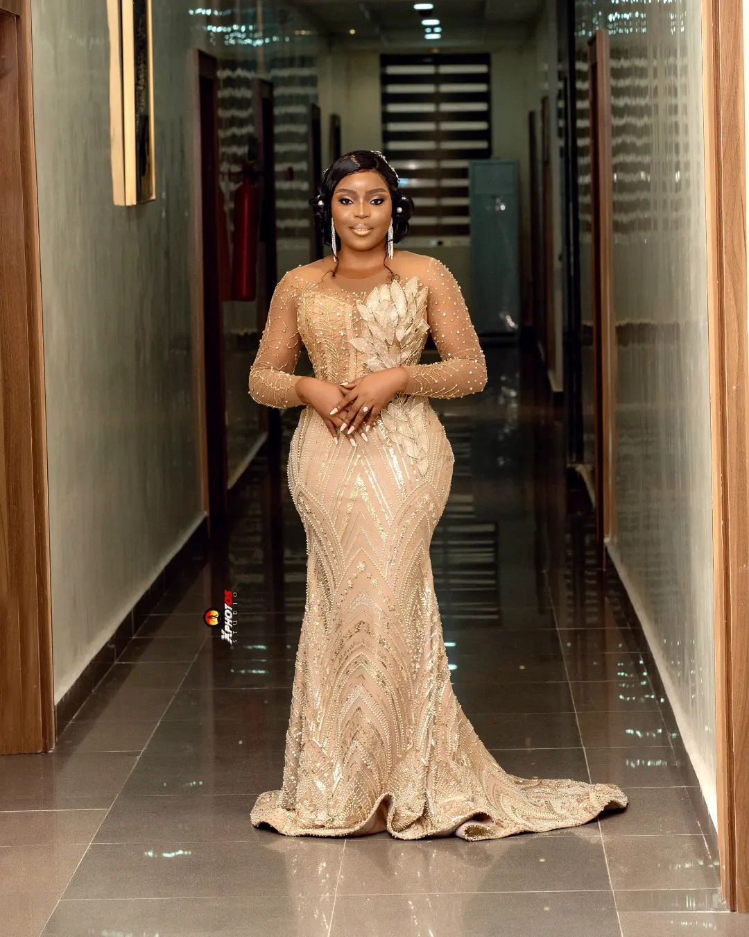 African Aso Ebi 2024 Champagne Mermaid Prom Dress Sequined Lace Dresses For Special Occasions Illusion Evening Formal Party Birthday Second Engagement