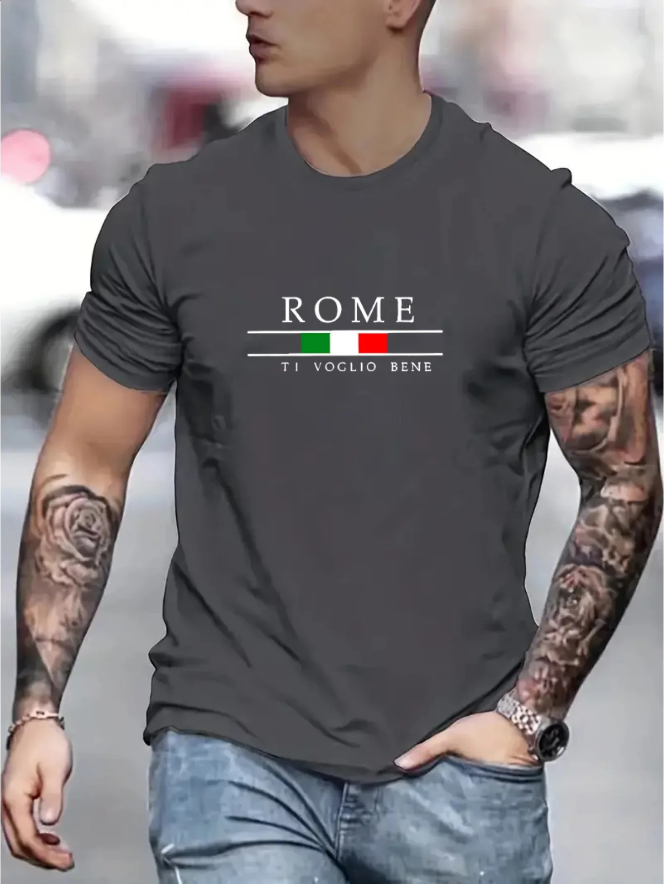 Mens 100% Cotton Summer Loose Large Roman Alphabet Pattern Print Casual Comfortable Round Neck Short Sleeve Tshirt Top 240821