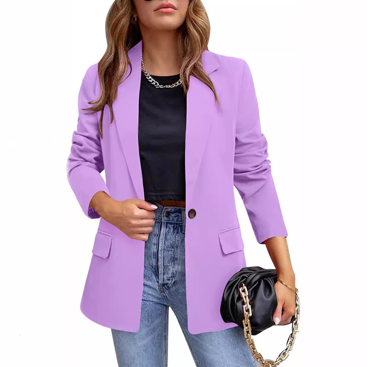 Women's clothing 2024 autumn and winter new temperament commuting slim fit real pocket suit jacket