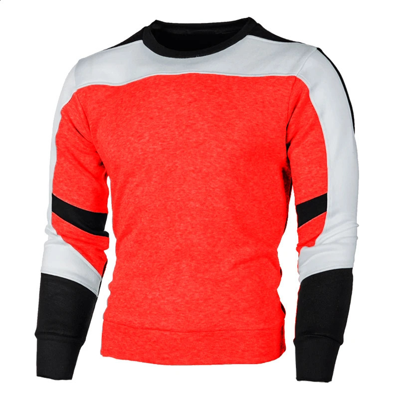 Mens casual Crewneck sweatshirt color block Autumn Spring Pullover 240821