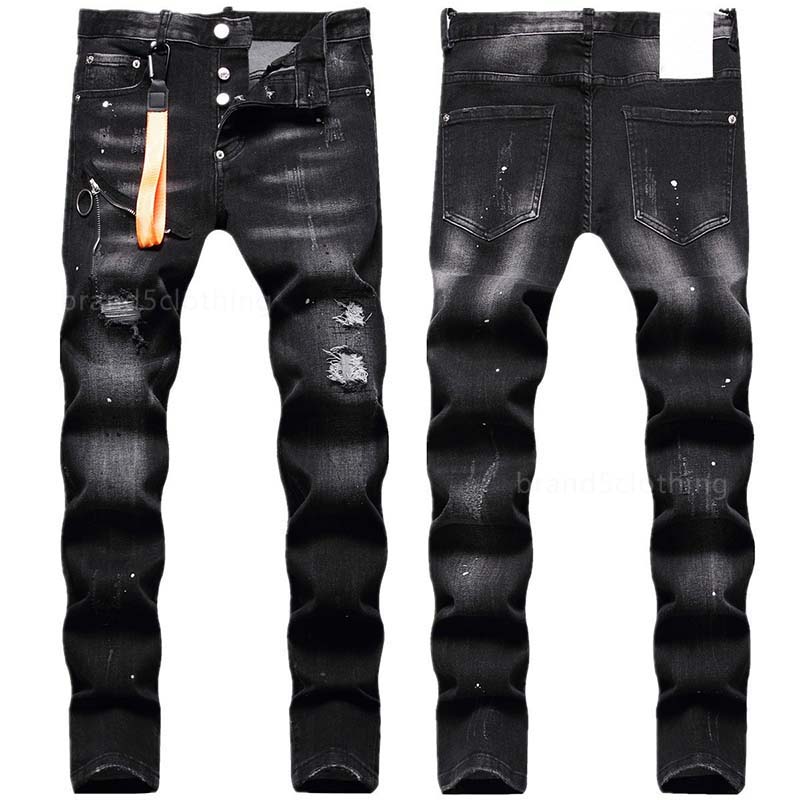 Mens jeans for mens pants man men jeans designer Men's Distressed Ripped Skinny Mens Jeans Slim Fit Washed Motocycle Pants Panelled Hip HOP Trousers