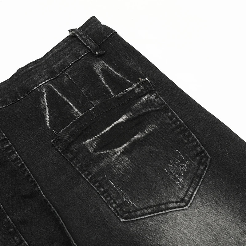 PFNW Washed Painted Worn-out Hole Jeans Mens Flare Pants Straight Trendy Hippy Summer Niche n Bottoms 28W3510 240821