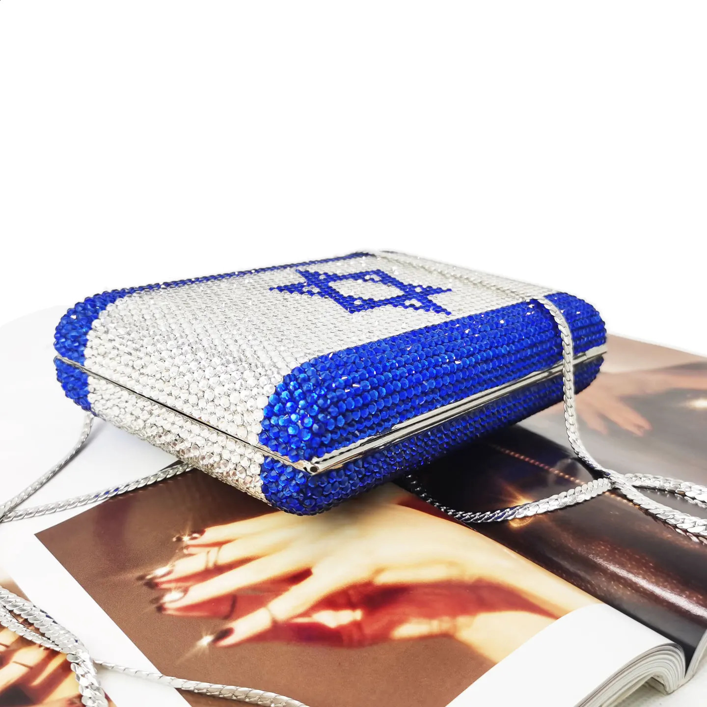 KHNMEET Customized Crystal Israel Flag Evening Bags UK USA Pattern Evening Bags for Women Purse Clutch Bags sm78 240820