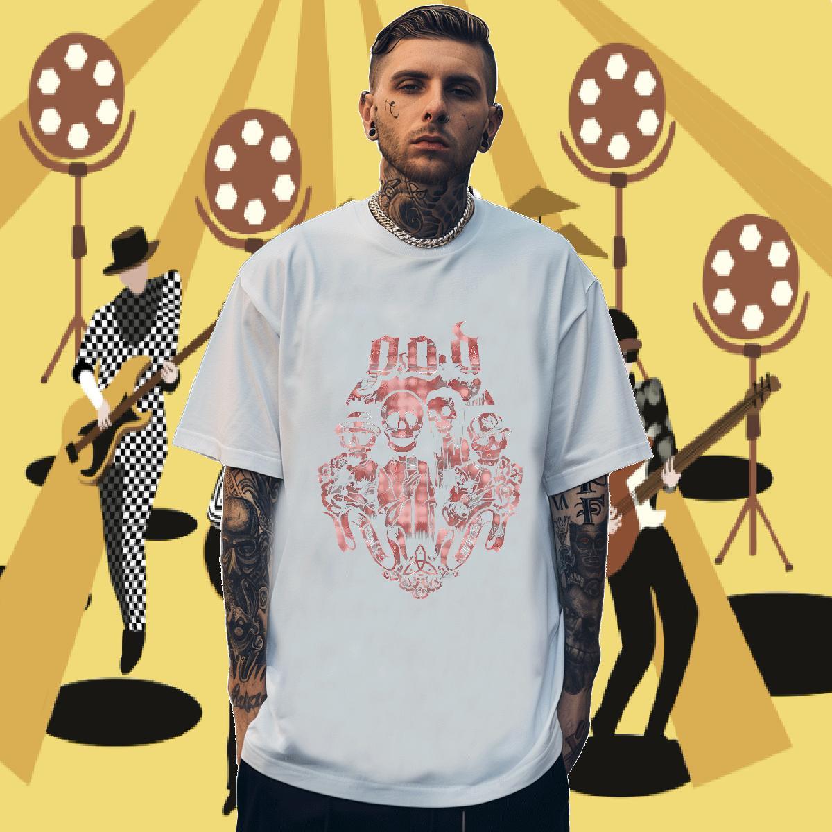 2024 DIY skull Men Tshirts 230g Cotton T-Shirts Plus Size Cartoon Casual O Neck Short Sleeves Comfortable Tees