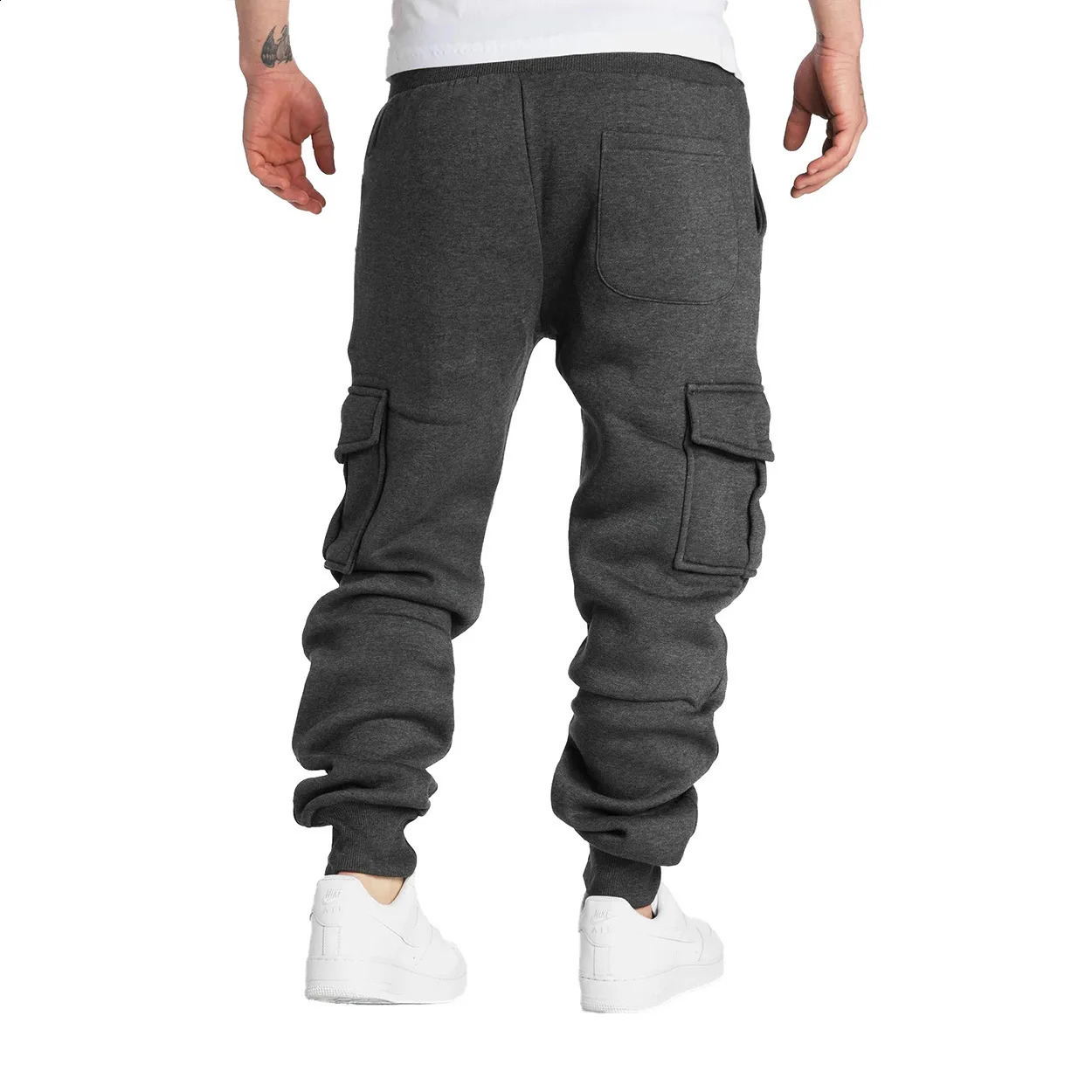 Mens cargo pants track street bottom winter fitness gym running training breathable soft mens sports 240821