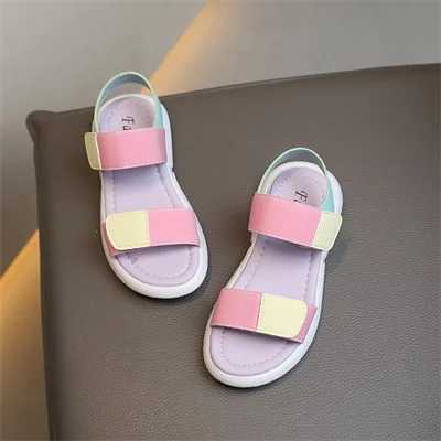 Girls non slip soft sole matching open toe pink sandals new summer girls PU outdoor fashionable sandals size 26-36 W240821