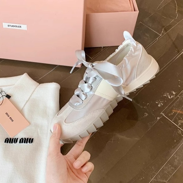Ddmysports Grape Mom S Same Ballet Style Soft Bottom Spliced Ribbon Versatile Sports Forrest Gump Genuine Leather Casual Shoes For Women In Summer OUT