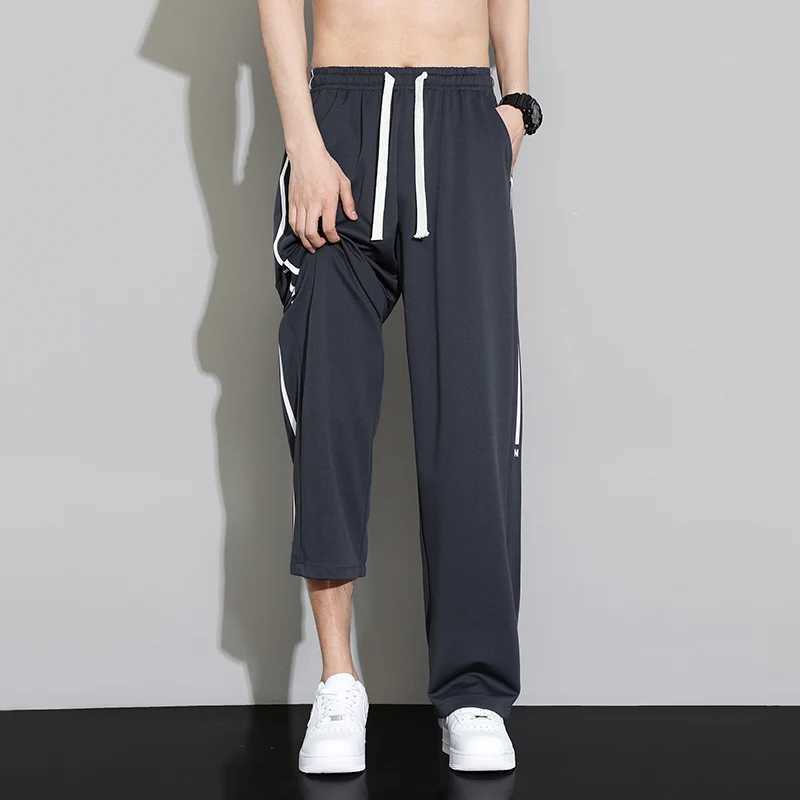 Summer new sports pants mens jogging wide leg pants neutral breathable loose outdoor quick drying fabric fashionable casual pantsW240725