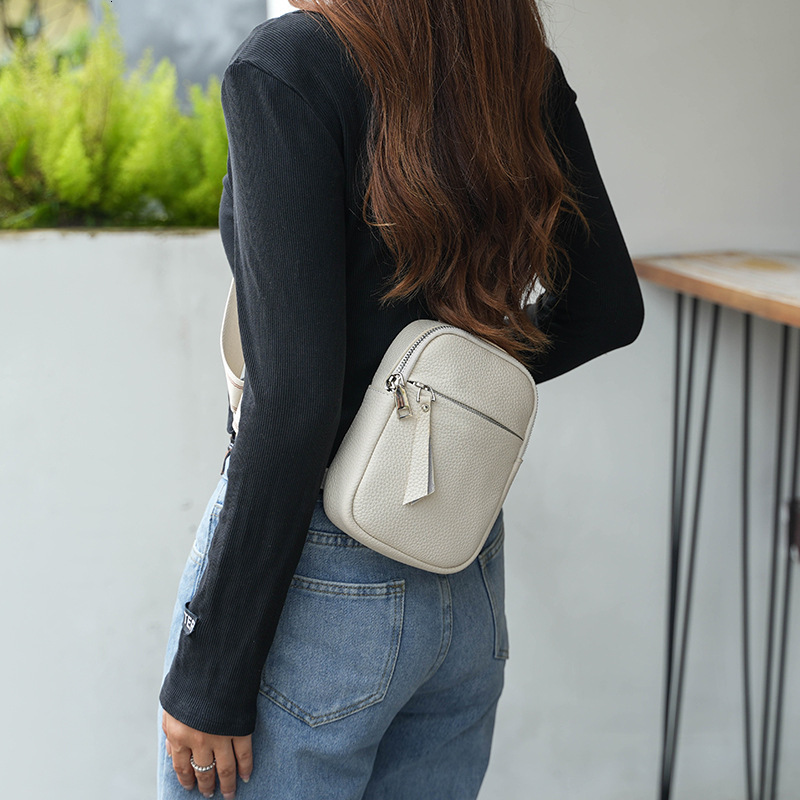 Genuine leather new small chest men and versatile top layer cowhide crossbody for women's bag