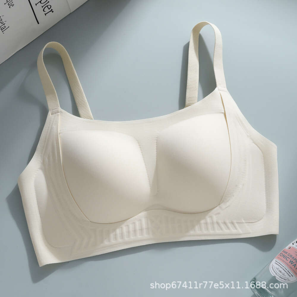 Untouched lingerie women's summer thin style small chest gathered, lifted, anti sagging, jelly soft support, no steel ring text bra dongdumaoyi
