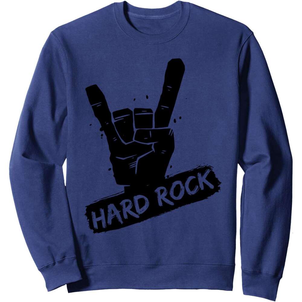 Long Sleeve Shirts for Men sweatshirt Cool & Roll Hand Icon Rock Metal Hard Music Lovers Gift Sweatshirt T shirt Tee Streetwear Casual tops clothe