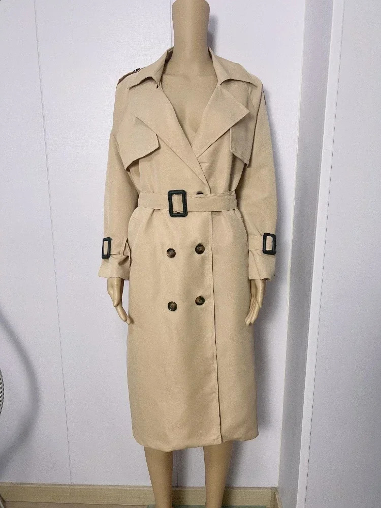 Womens Windbreaker Autumn Winter Medium Long Korean Fashion Women Trench Coats Loose Overknee British Style Clothes 240820