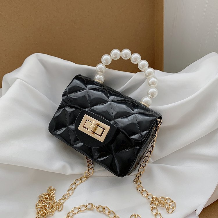 Children's 2024 New Mini Jelly gge Small Fragrant Pearl Handheld Single Cross Shoulder Chain Bag F3.5-08.21