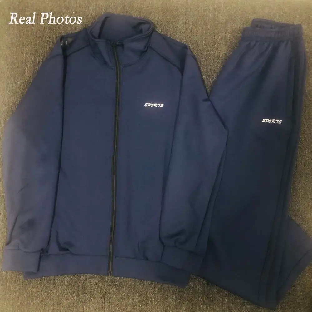 Plus Size Thicken Men Running Set Warm Thicken 2PC Zipper Sports Suit Gym Hombre Tracksuit Breathable Men Joggers 240821