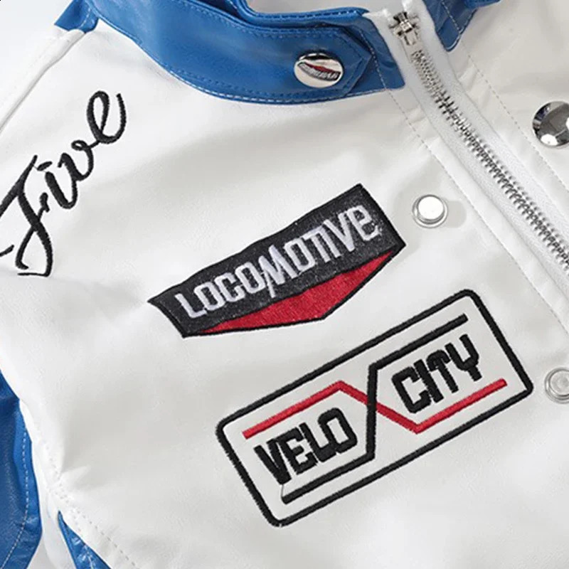 American Leather Jacket Men Coats Vintage Hip-Hop Streetwear Harajuku Y2k Gothic Women Racing Jacket Bomber Short Coats 240809