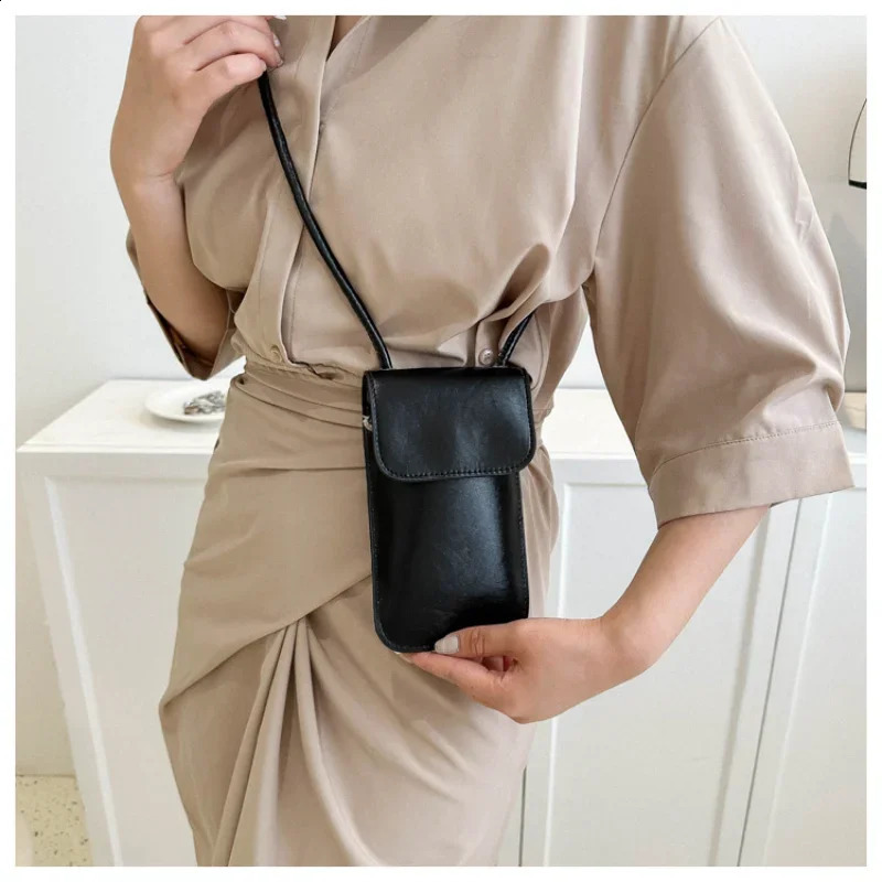Causal Women Bags Pu Wallets Solid Color Cell Phone Purse Lady Crossbody Shoulder Bag Handbag Female Money Messenger y240820