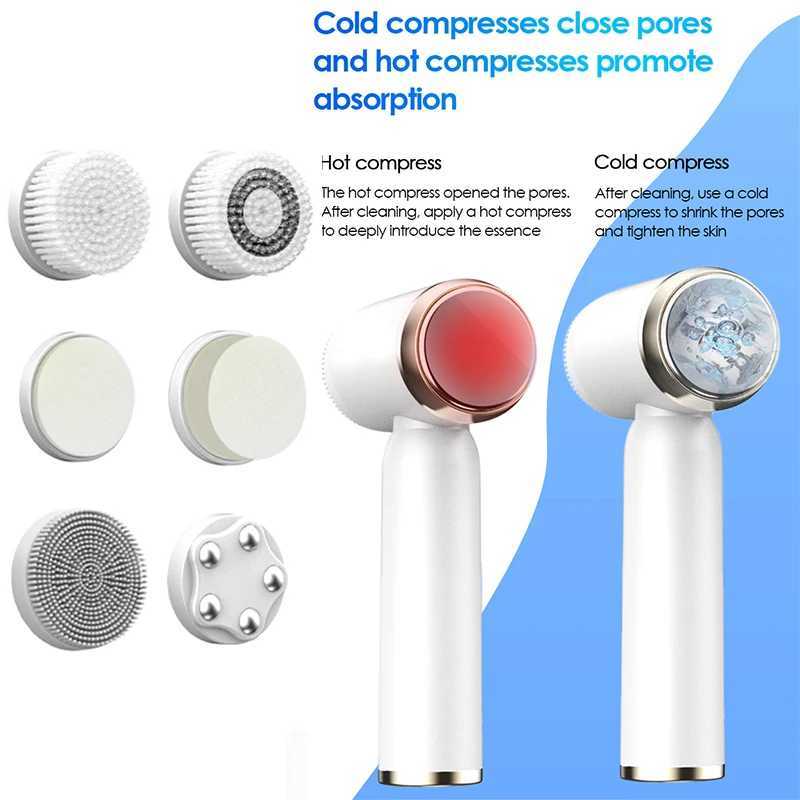 Six in one facial cleansing brush facial wash brush pore cleansing exfoliating silicone deep pores on the face skin care scrub tool W240821