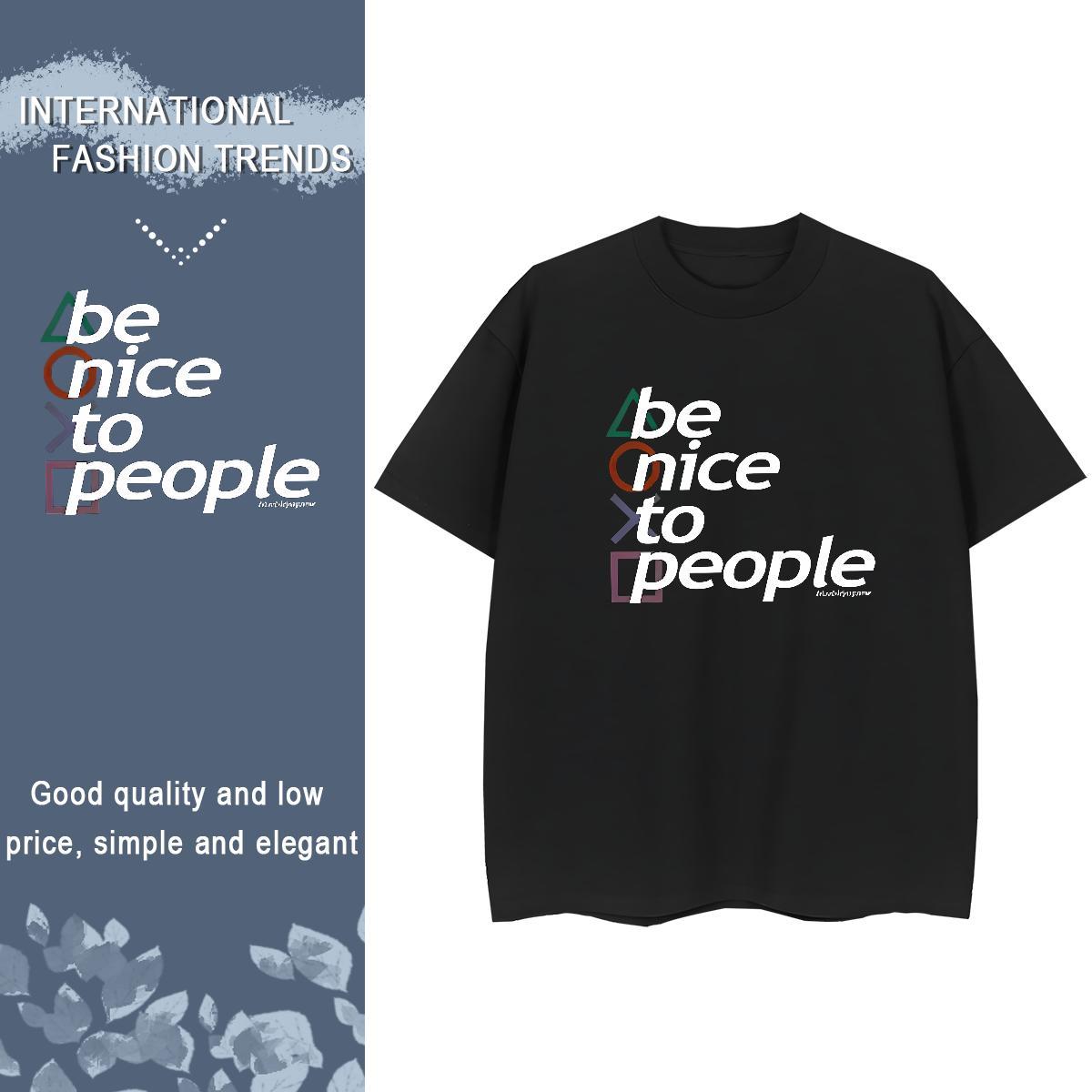 Unisex Lady T shirt 100% Cotton 230g letter Sports Casual T-Shirts Breathable Crew Neck Anime Clothings