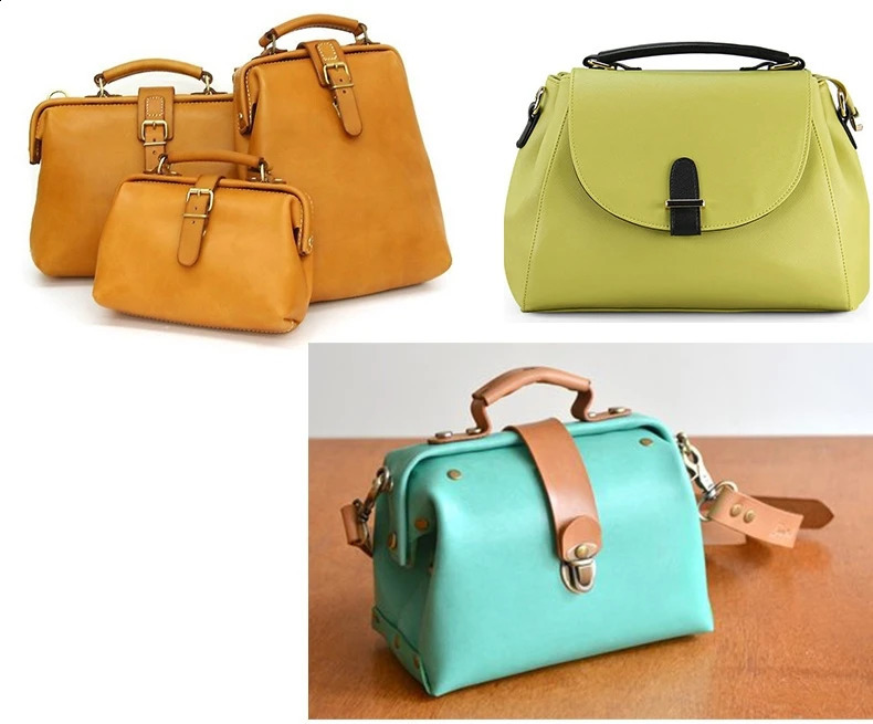 30cm handmade leather clothing doctor gold leather bag metal frame screw clutch frame arc-shaped handmade retro handbag DIY accessories 240821