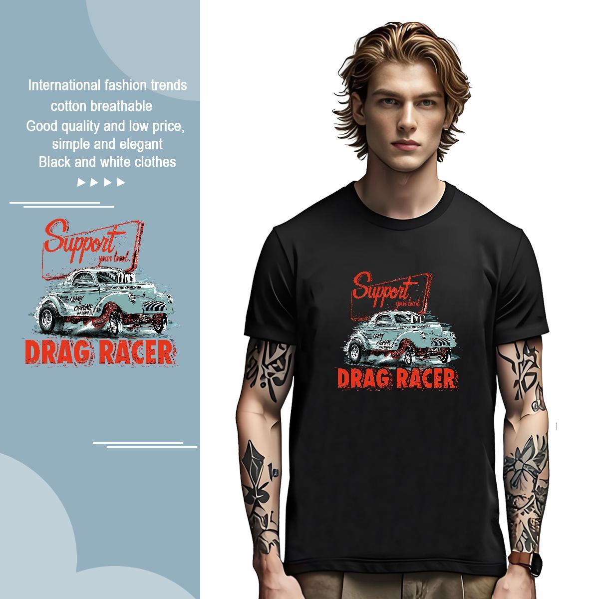 Wholesale car T-Shirts for Men Sports Casual Tshirts 230g Cotton 2024 DIY Breathable Crew Neck DIY Printed Tee Shirt