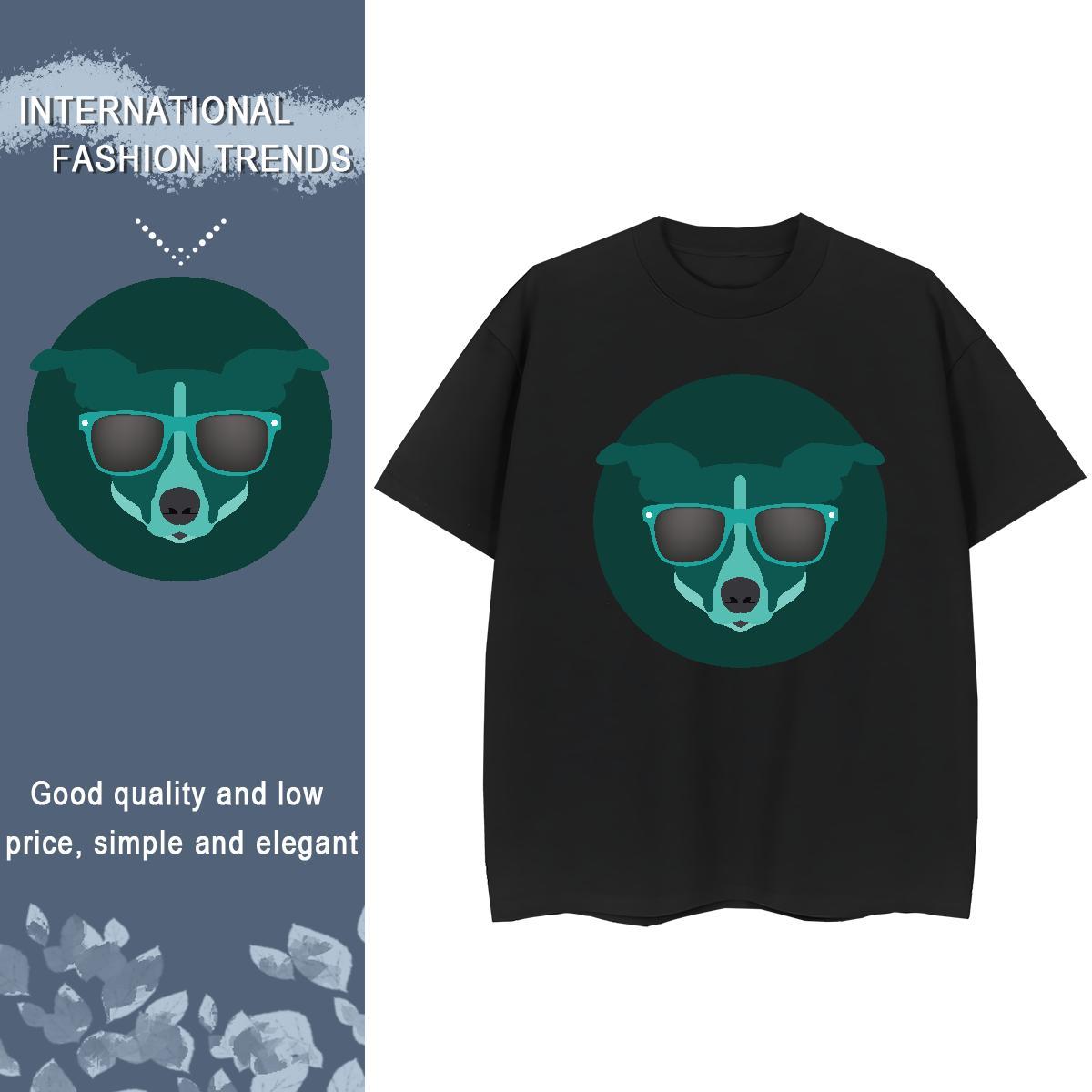 2024 Casual T-Shirts Short sleeve Soft 230g 100% Cotton Women Tshirts Plus Size Cartoon dog Outdoor Loose Tees