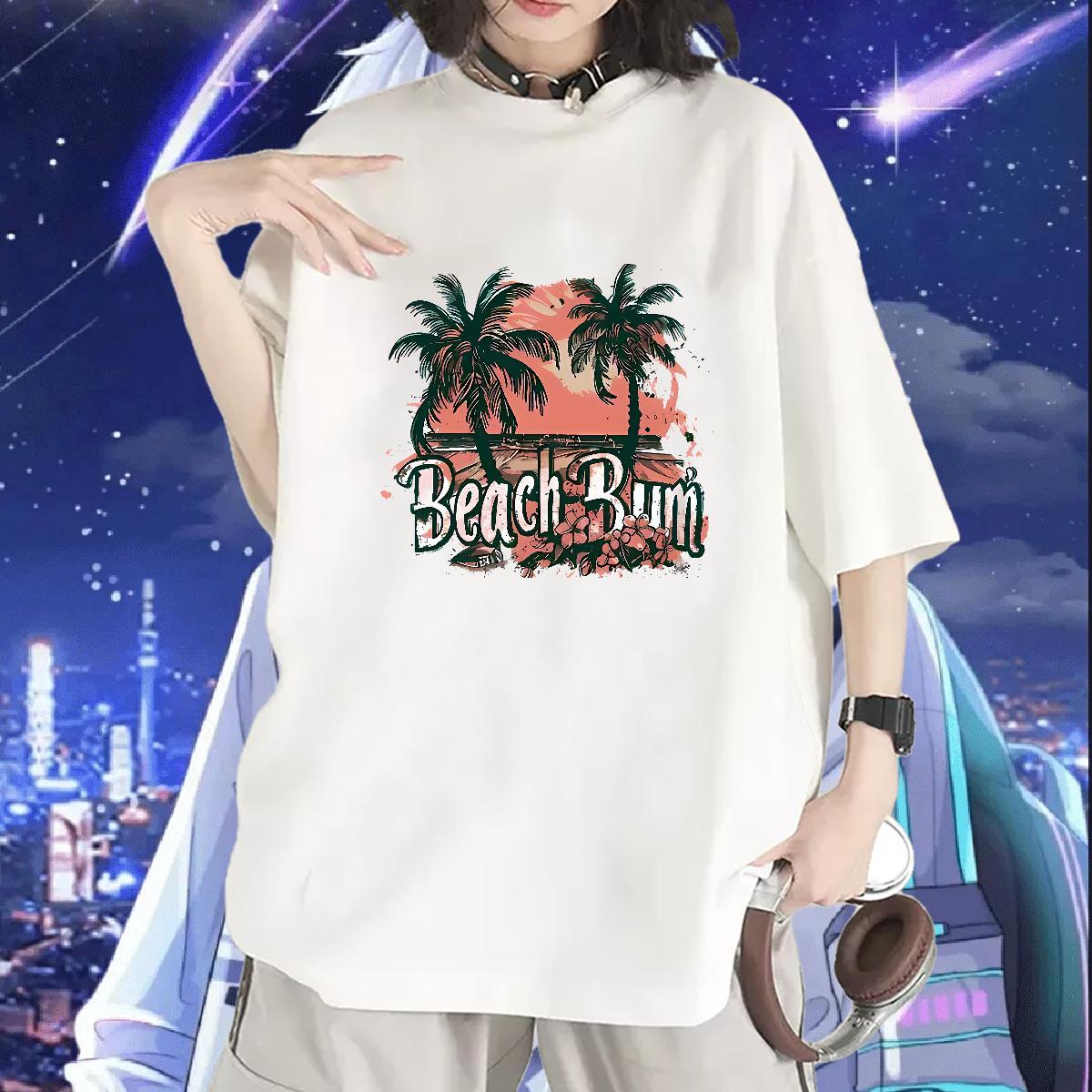 Fashion New T Shirts Women Short sleeve Soft 100% Cotton 230g Lady T shirt Plus Size Custom palm Casual Sport Popular Polos