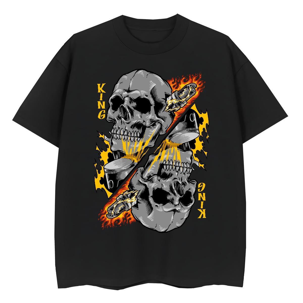 Fashion Woman T Shirts 230g 100% Cotton Breathable Daily Wear skull Women Tees 5A DIY Anime Printed Tops Shirt