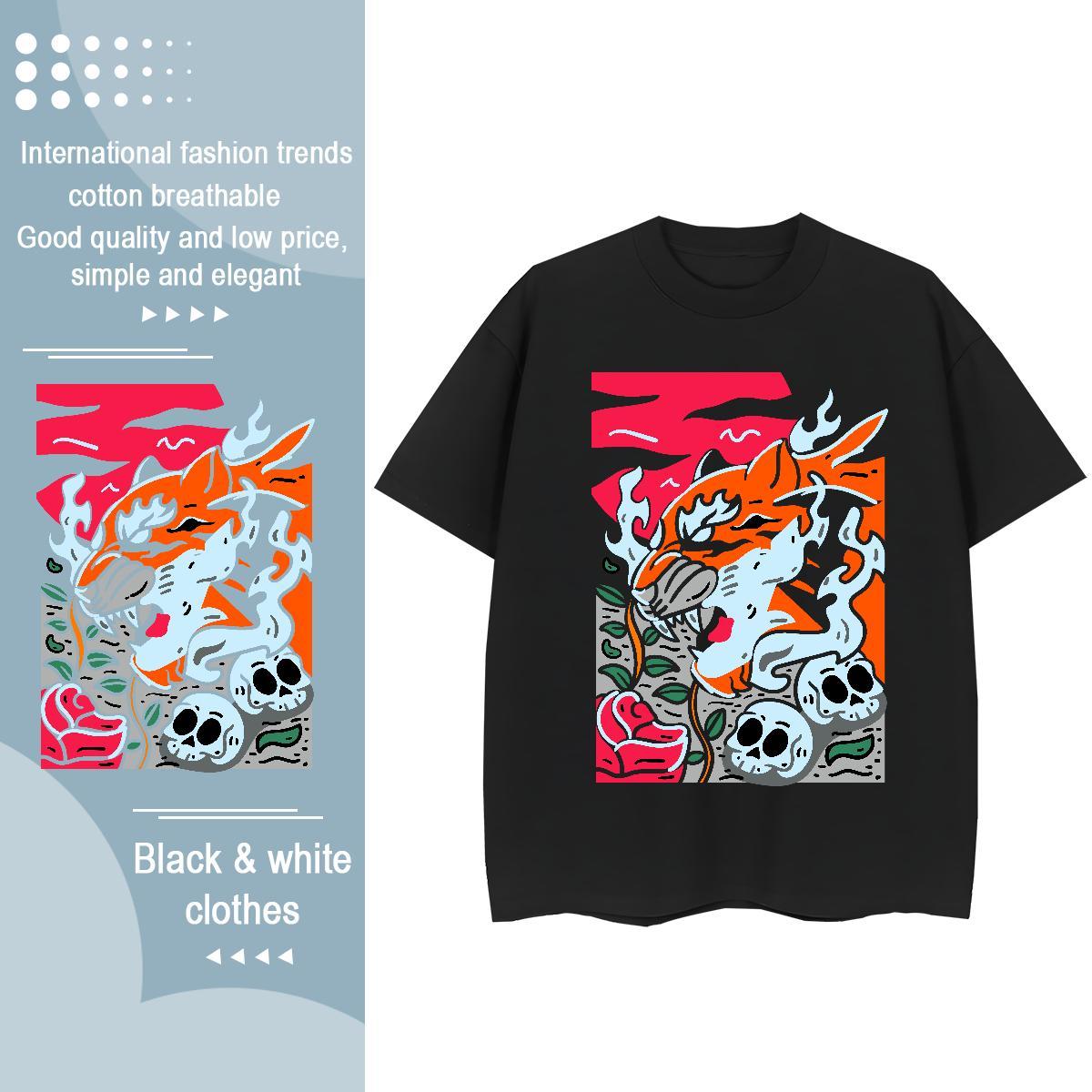 Brand Women T Shirts 230g 100% Cotton Comfortable Sports Street Wear skull Tshirt for Man Woman Wholesale Skull Tshirts