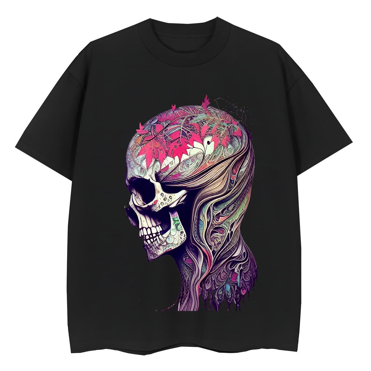 DIY T-Shirts for Women 100% Cotton 230g Breathable Hip Hop Street skull Woman Tshirt Comfortable Oversized Clothings