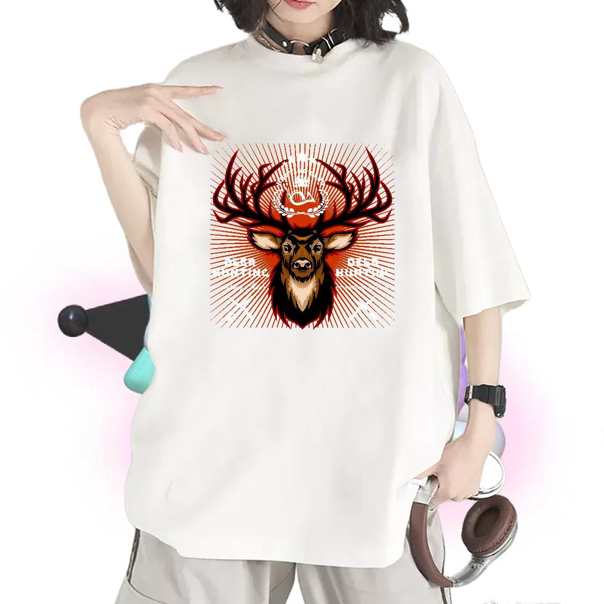 Fashion Casual Woman T Shirts Breathable 100% Cotton 230g Couples T Shirts Plus Size Custom deer Street Unisex Clothings