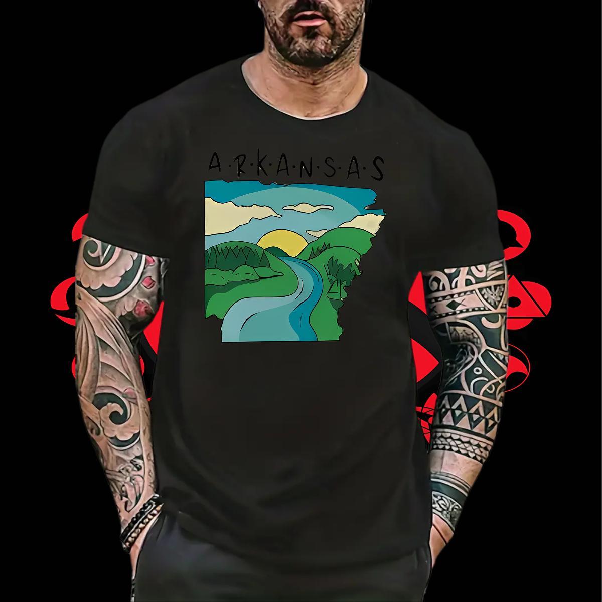 Soft Mens Tshirts Beach 100% Cotton 230g Cartoon Printing L-4XL Round Neck Short Sleeve Mountain T-Shirts for Men 2024 DIY Tops Tees