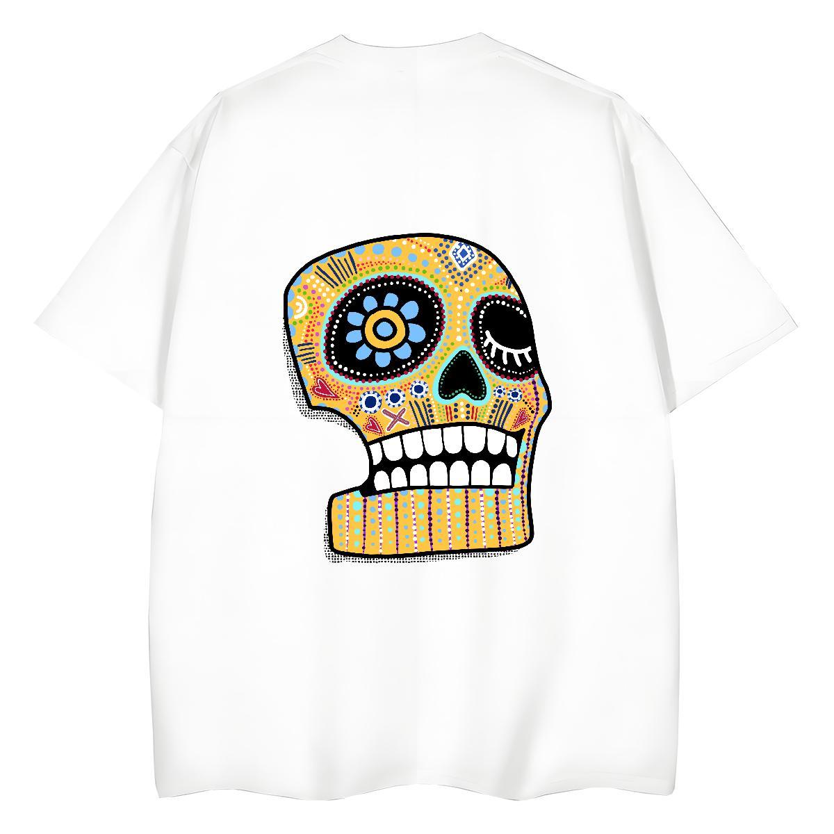 TOP Quality Womens T Shirts 230g 100% Cotton Comfortable Hip Hop skull Womens Tshirts Soft DIY Anime Printed Polos