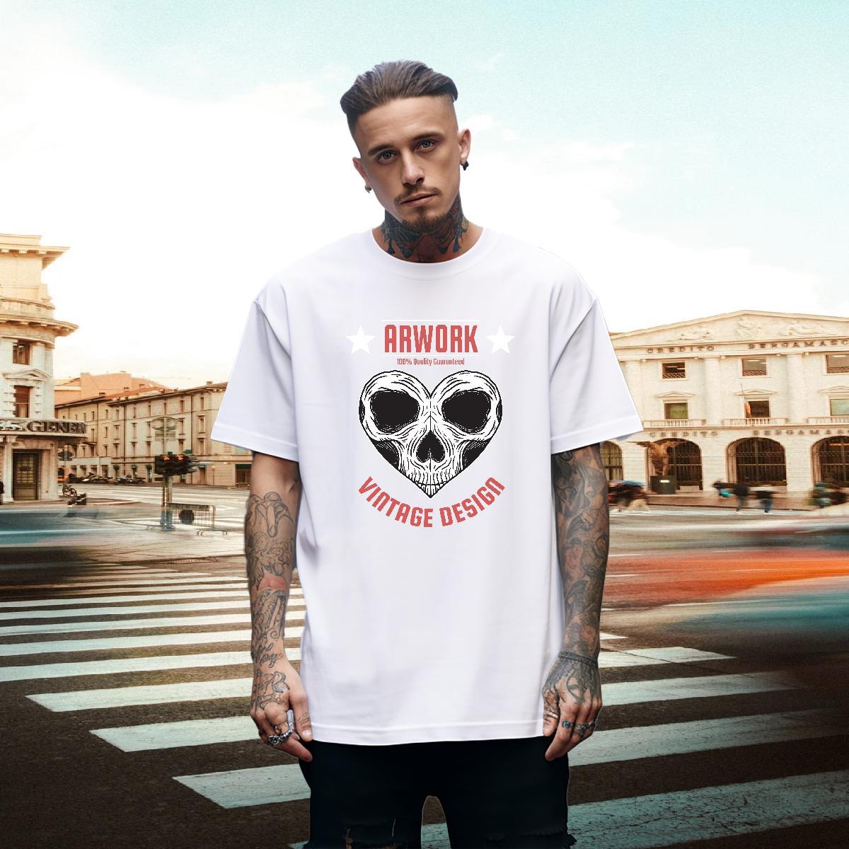 Comfortable Man T Shirts 230g Pure Cotton skull Casual Daily Wear Custom Anime Crew Neck Men Tops Tees Fashion Design Tees Shirts